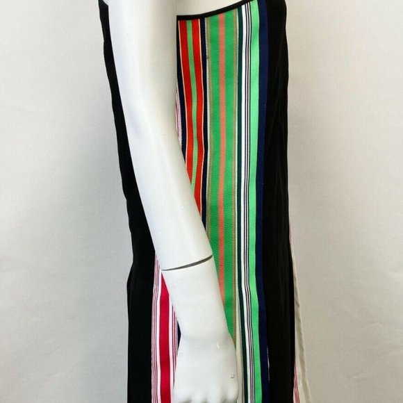 DVF Diane Von Furstenberg One-Shoulder Pleated Ribbon Dress 2 Multicolor Strips - Picture 9 of 11